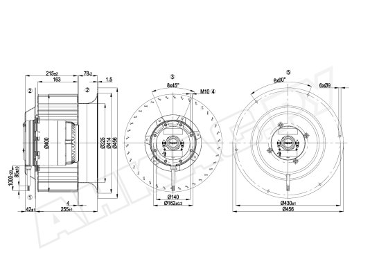 Центробежный вентилятор Ebmpapst, арт: R4D400CO0101.