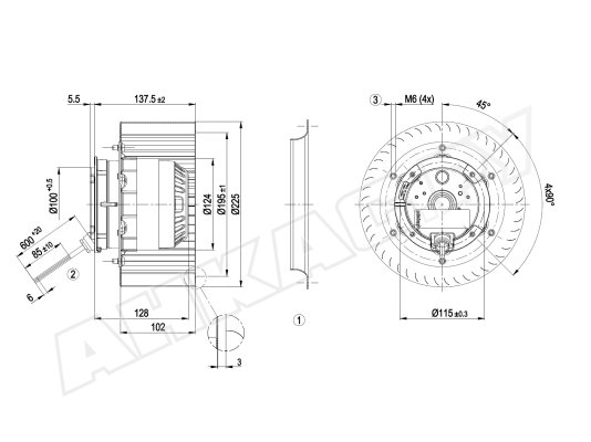 Центробежный вентилятор Ebmpapst, арт: R4E225BK0503.