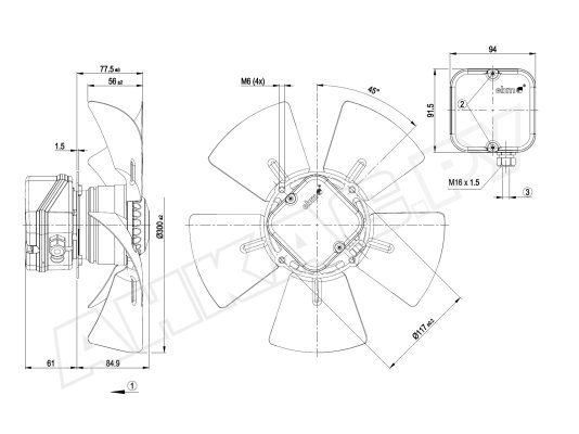 Вентилятор осевой промышленный Ebmpapst, арт: A4E300AA0148.