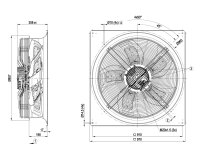 Вентилятор осевой промышленный Ebmpapst, арт: W3G800GU2501.